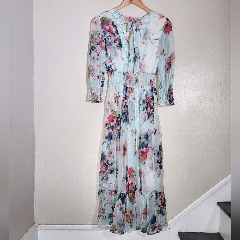 Sundance Garden Floral Chiffon Maxi Dress - Picture 3 of 7